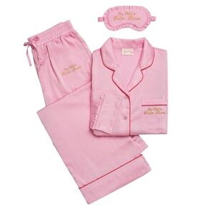 Taylor Swift YOU NEED TO CALM DOWN Pink/White Stripe Pajama Set + Eye Mask Small